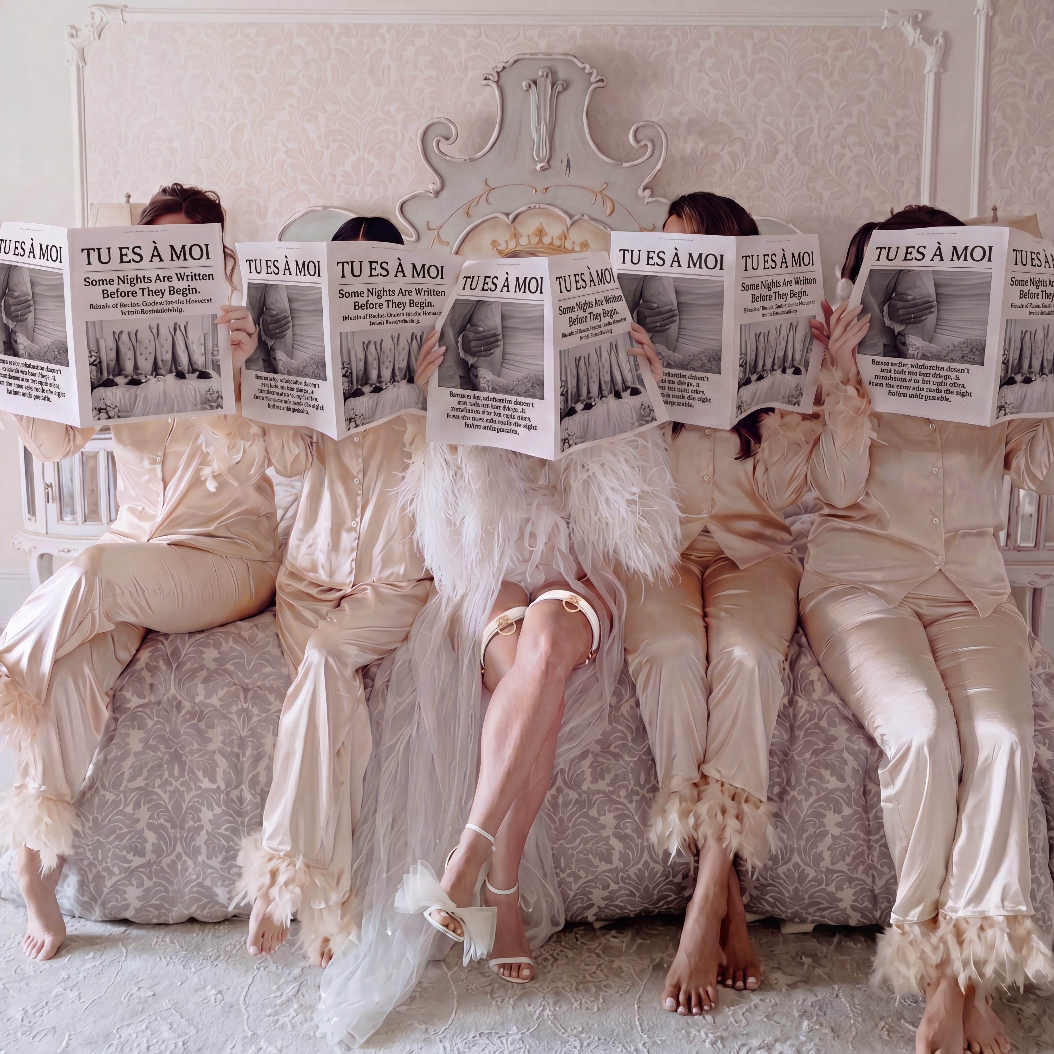 Bachelorette gathering — bridesmaids gifting the bride before her wedding night
